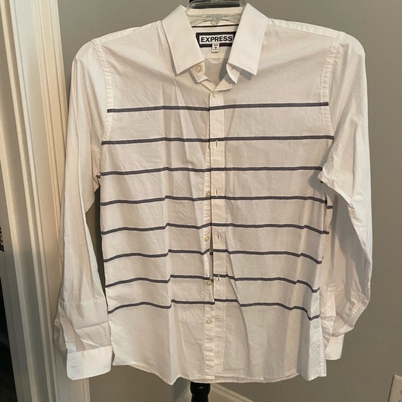 Express size med white and striped button down shirt - Picture 1 of 6
